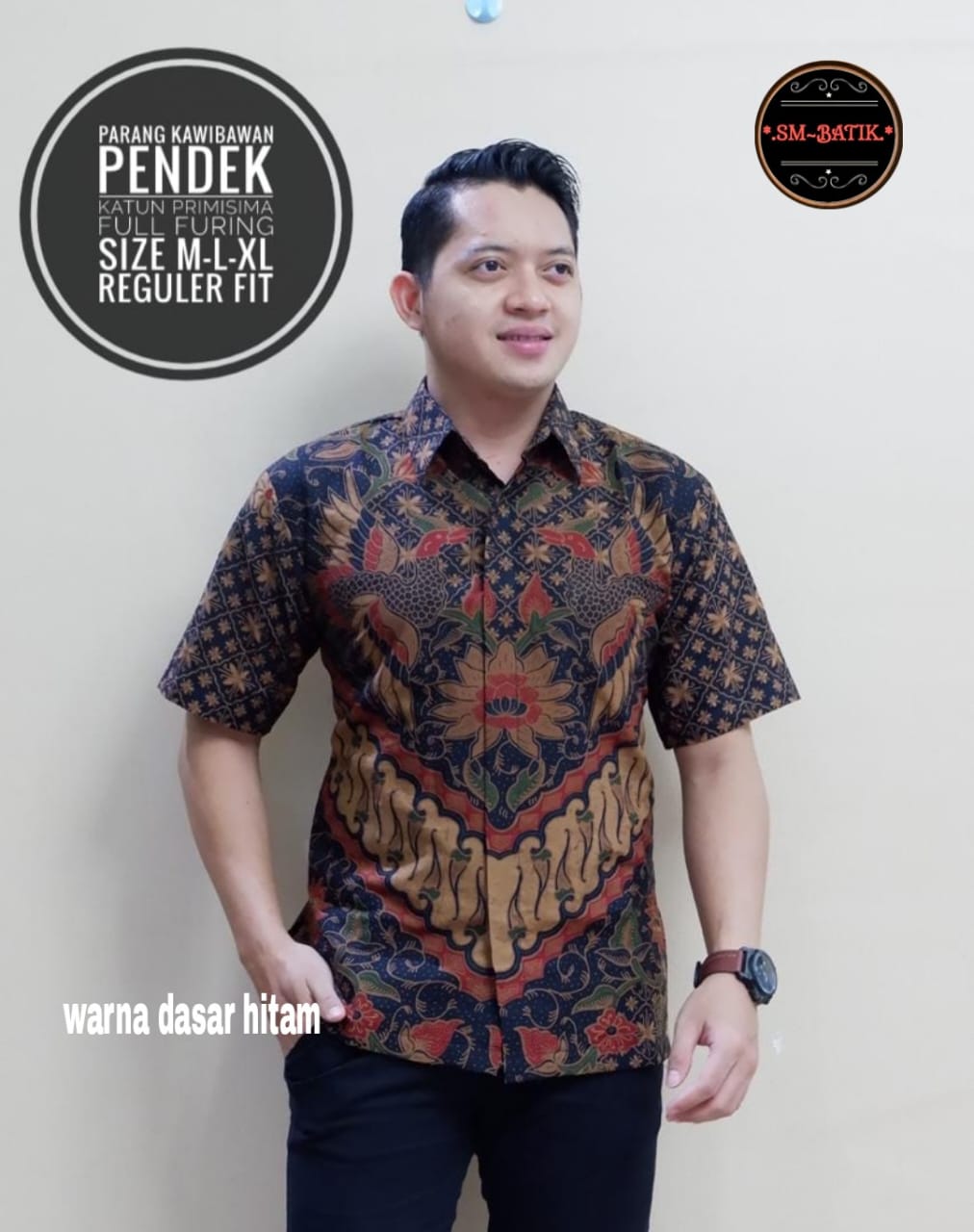 cover-PARANG KAWIBAWAN Kemeja Batik Pria Solo Lengan Pendek Lapis Furing BY SM-1