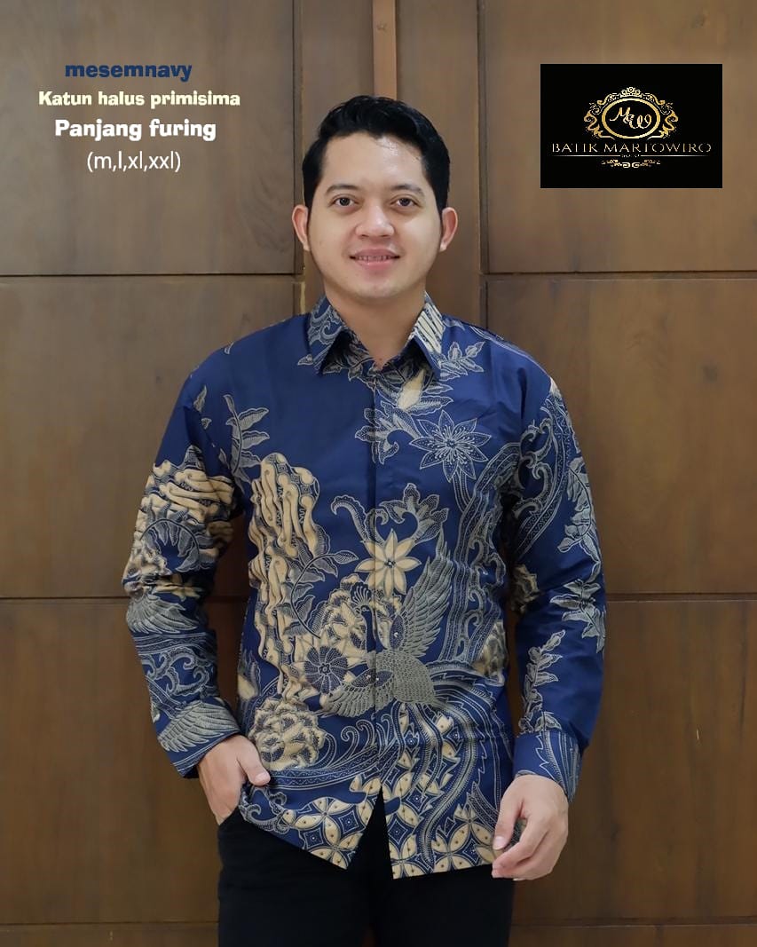 cover-MESEMNAVY Kemeja Batik Pria Solo Lengan Panjang Lapis Furing BY MARTOWIRO-1