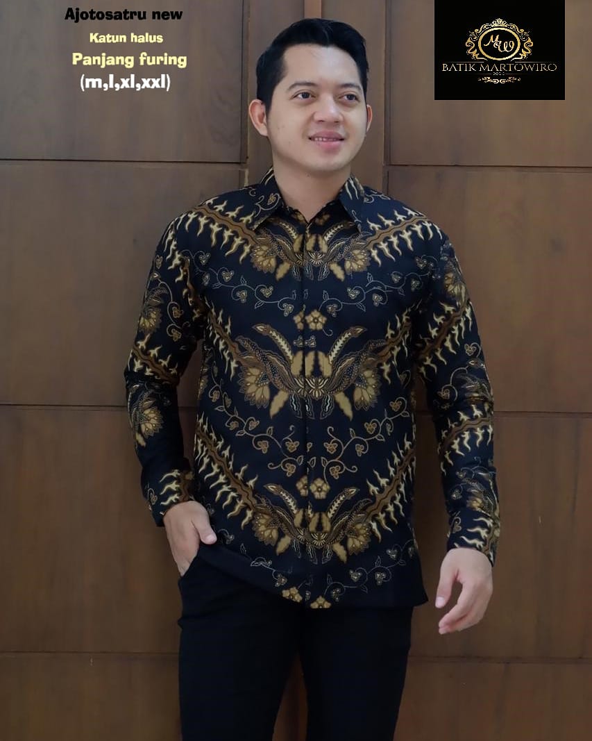 cover-OJOTOSATRU NEW HITAM Kemeja Batik Pria Solo Lengan Panjang Lapis Furing BY MARTOWIRO-1
