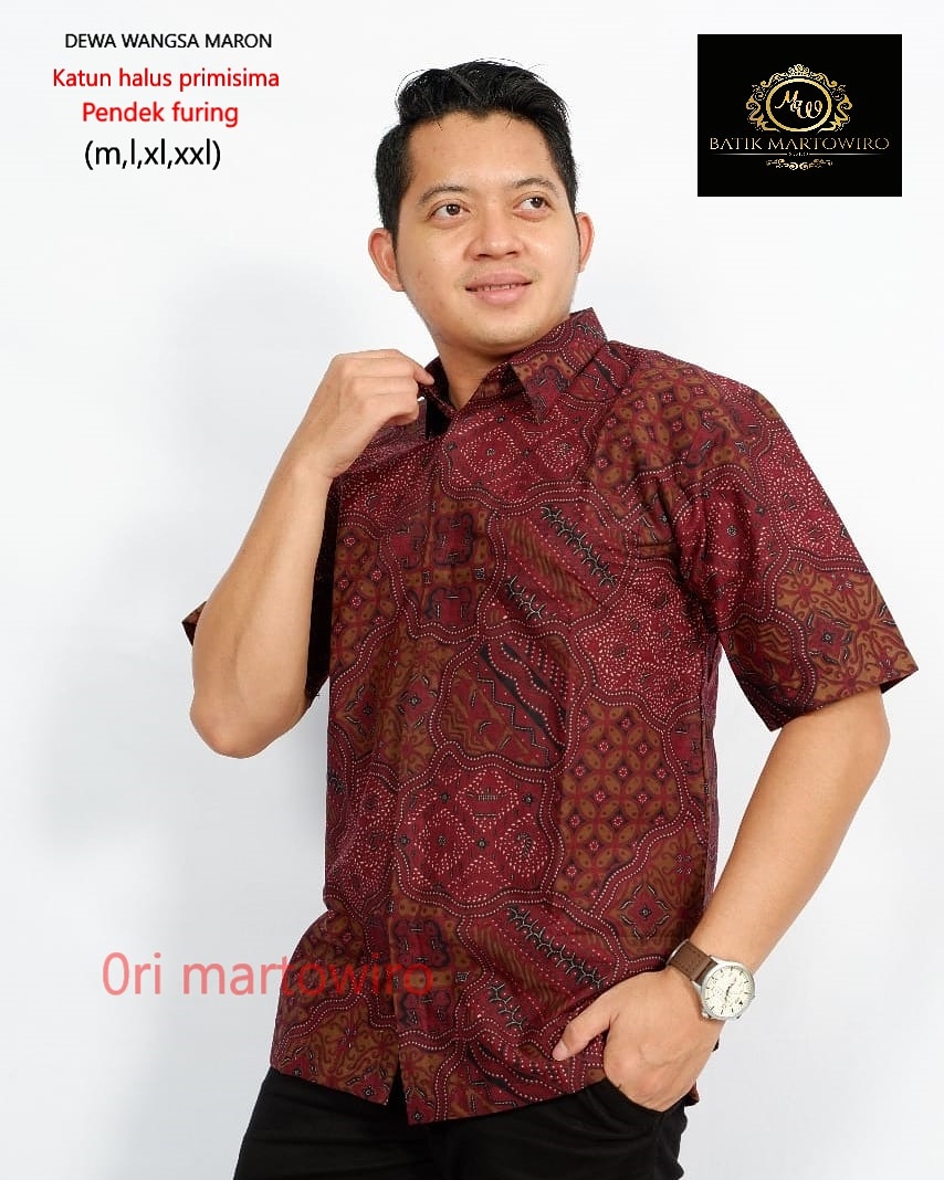 cover-DEWA WANGSA MARON Kemeja Batik Pria Solo Lengan Pendek Lapis Furing BY MARTOWIRO-1