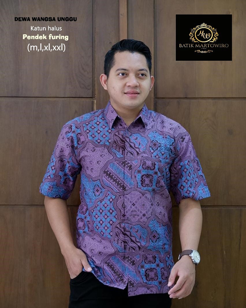 cover-DEWA WANGSA UNGU Kemeja Batik Pria Solo Lengan Pendek Lapis Furing BY MARTOWIRO-1