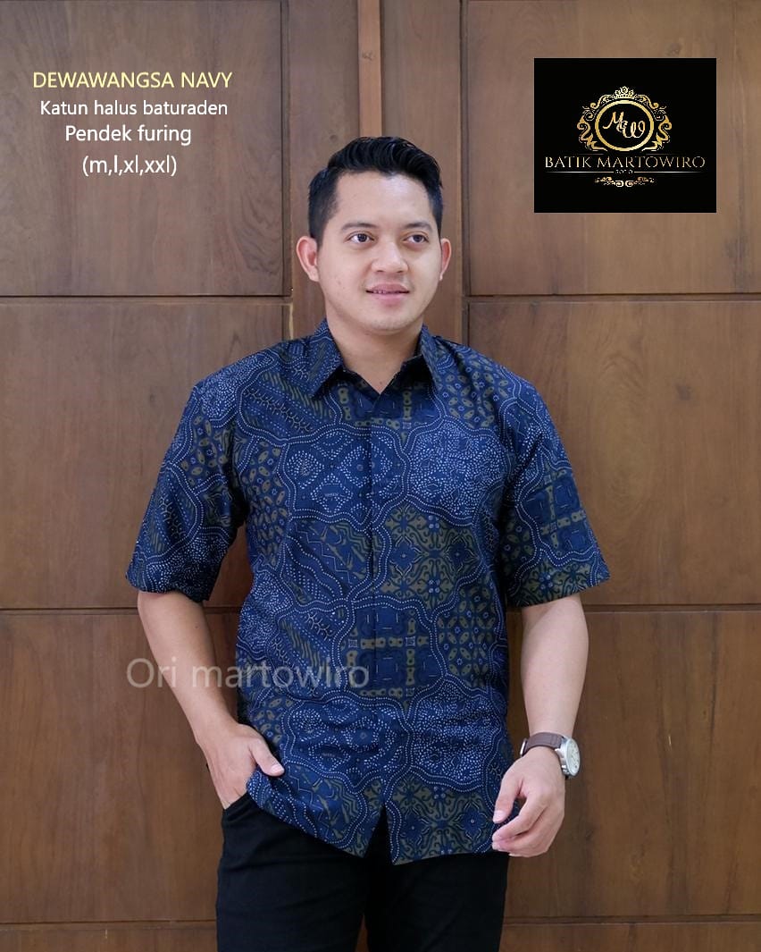 cover-DEWAWANGSA NAVY Kemeja Batik Pria Solo Lengan Pendek Lapis Furing BY MARTOWIRO-1