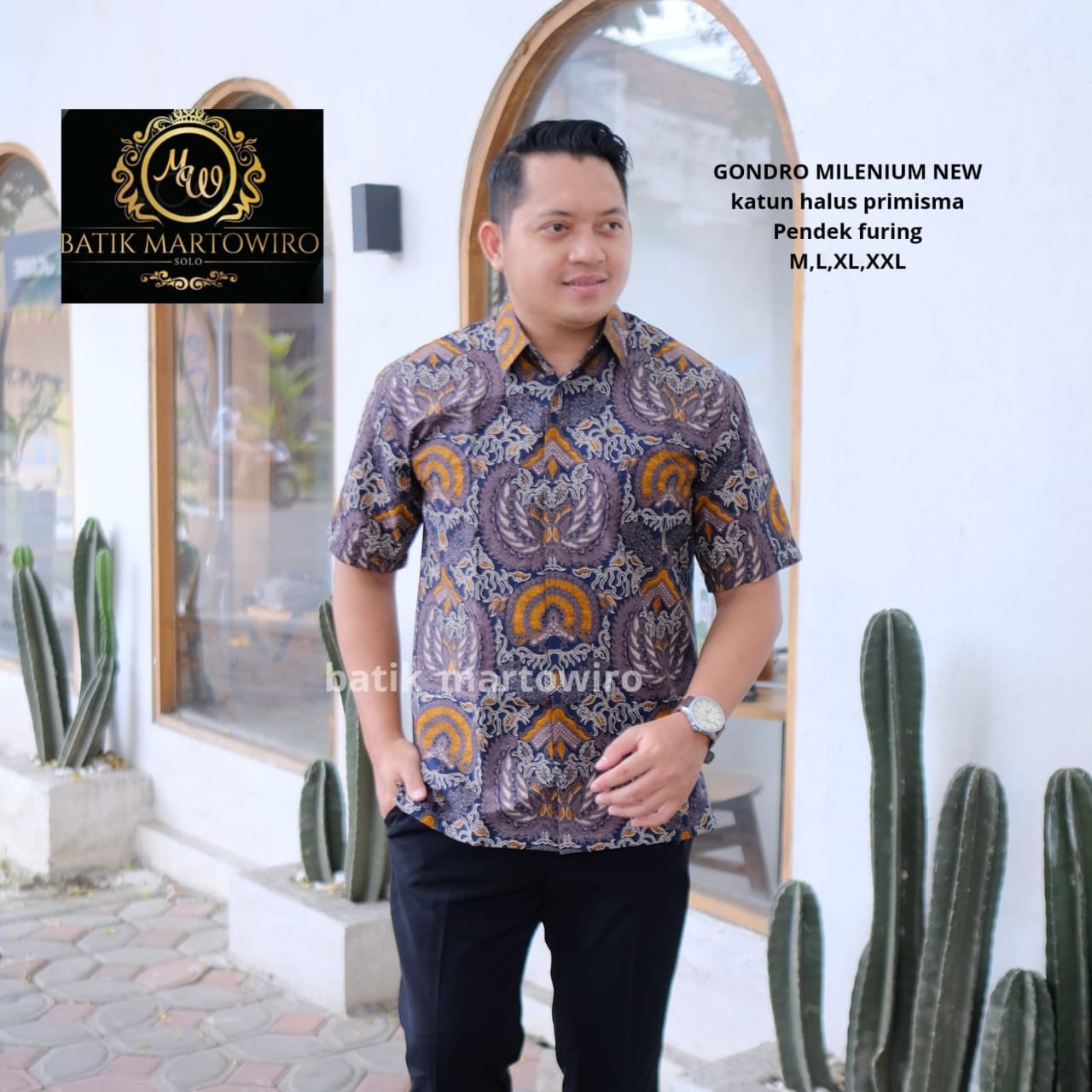 cover-GONDRO MILENIUM Kemeja Batik Pria Solo Lengan Pendek Lapis Furing BY MARTOWIRO-1