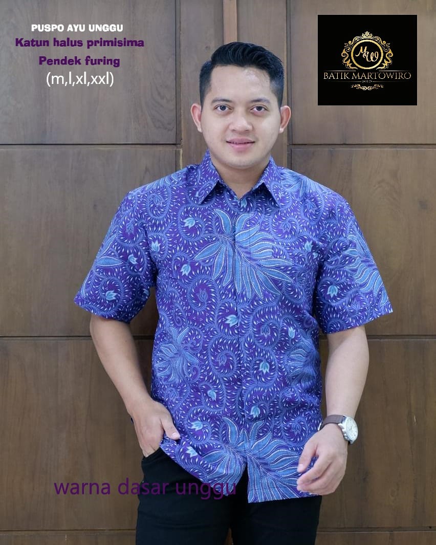 cover-PUSPO AYU UNGU Kemeja Batik Pria Solo Lengan Pendek Lapis Furing BY MARTOWIRO-1