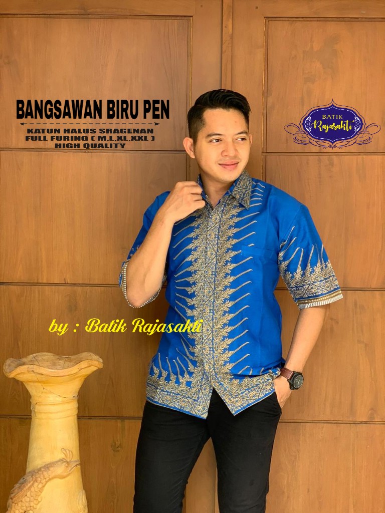 cover-BANGSAWAN BIRU PEN 2 Kemeja Batik Pria Solo Lengan Pendek Lapis Furing BY RAJASAKTI-1