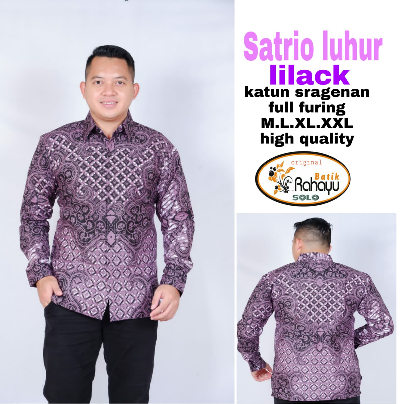 cover-SATRIO LUHUR LILACK KEMEJA BATIK PRIA SOLO LENGAN PANJANG LAPIS FURING BY RAHAYU-1