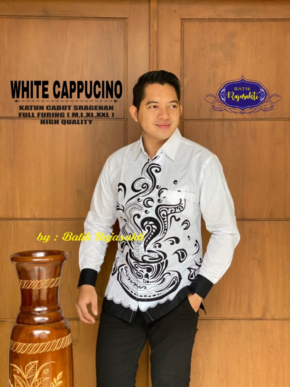 cover-WHITE CAPPUCINO Kemeja Batik Pria Solo Lengan Panjang Lapis Furing BY RAJASAKTI-1