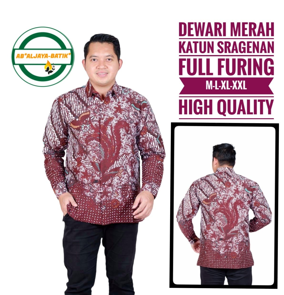 cover-DEWARI MERAH Kemeja Batik Pria Solo Lengan Panjang Lapis Furing BY ALJAYA-1
