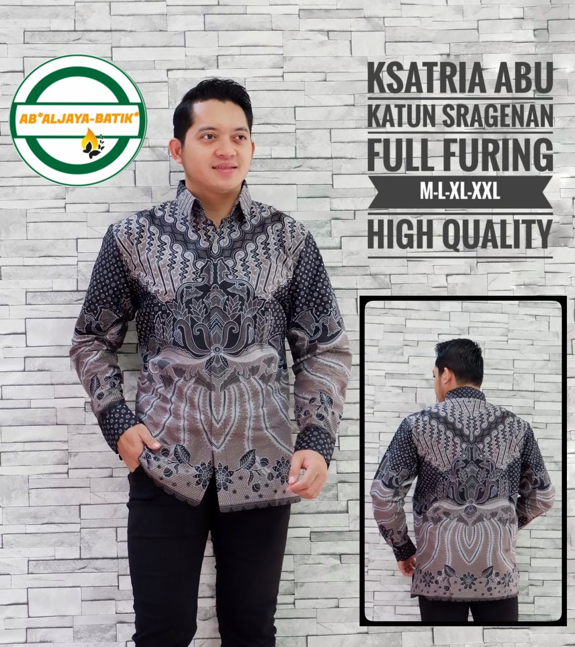 cover-KSATRIA ABU Kemeja Batik Pria Solo Lengan Panjang Lapis Furing BY ALJAYA-1