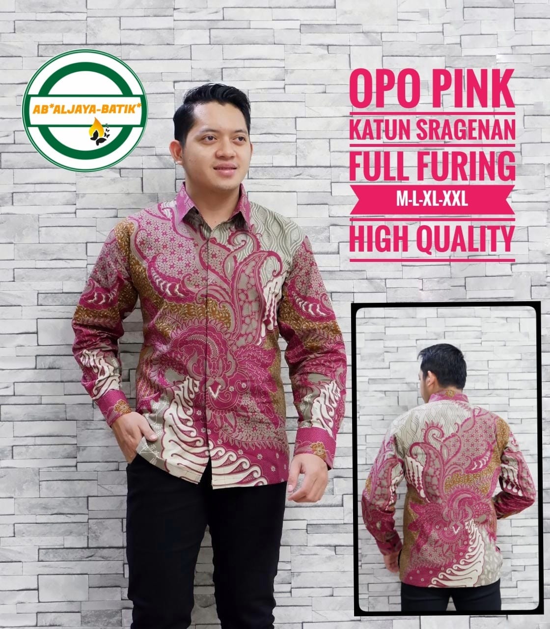 cover-OPO PINK Kemeja Batik Pria Solo Lengan Panjang Lapis Furing BY ALJAYA-1