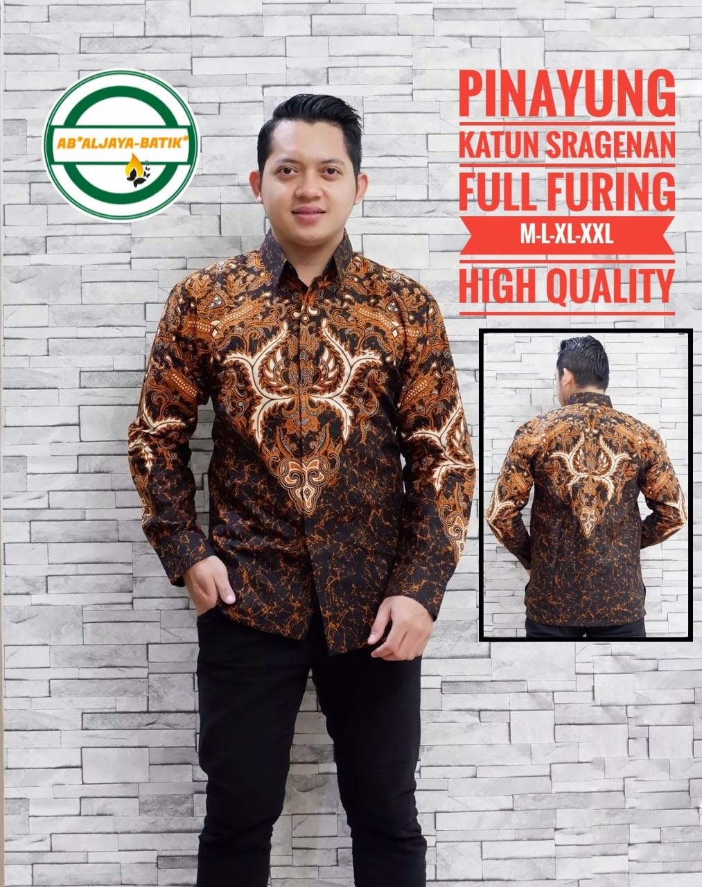 cover-PINAYUNG SOGAN Kemeja Batik Pria Solo Lengan Panjang Lapis Furing BY ALJAYA-1