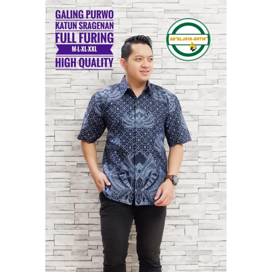 cover-GALING PURWO Kemeja Batik Pria Solo Lengan Pendek Lapis Furing BY ALJAYA-1