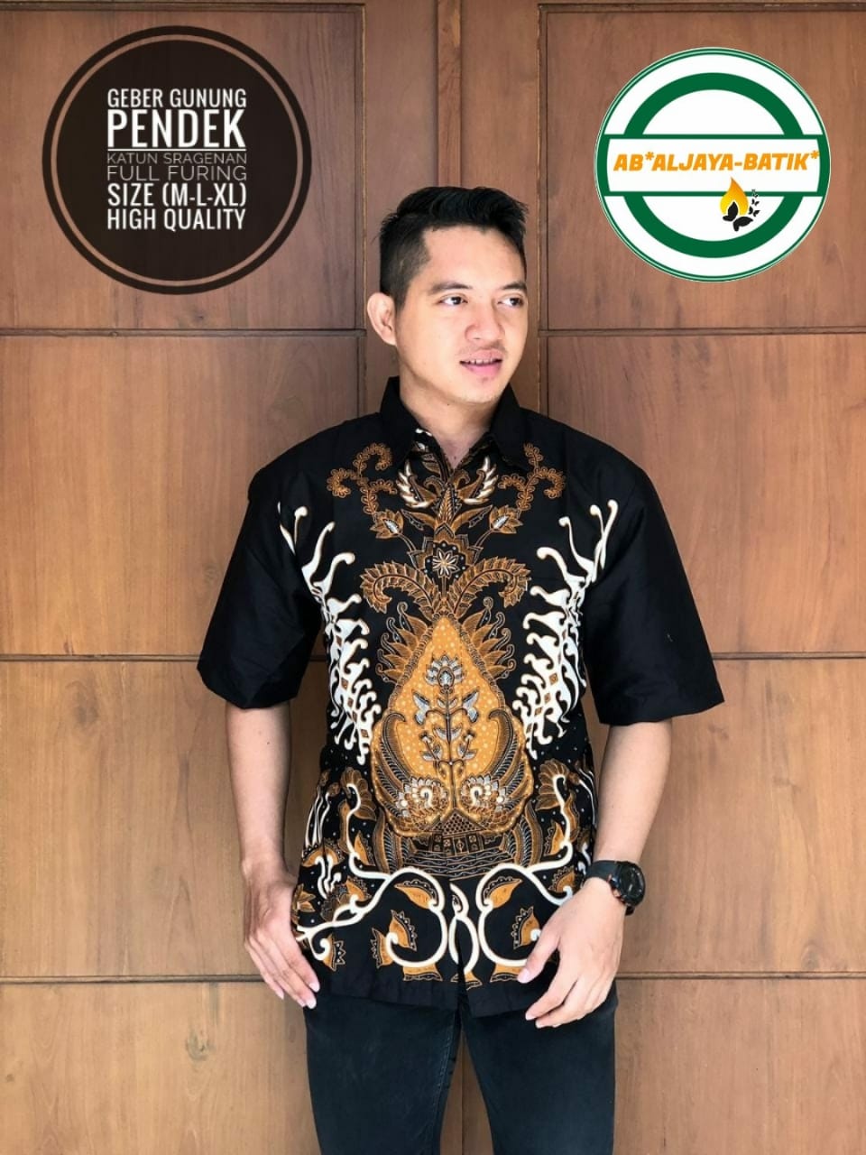 cover-GEBER GUNUNGAN Kemeja Batik Pria Solo Lengan Pendek Lapis Furing BY ALJAYA-1