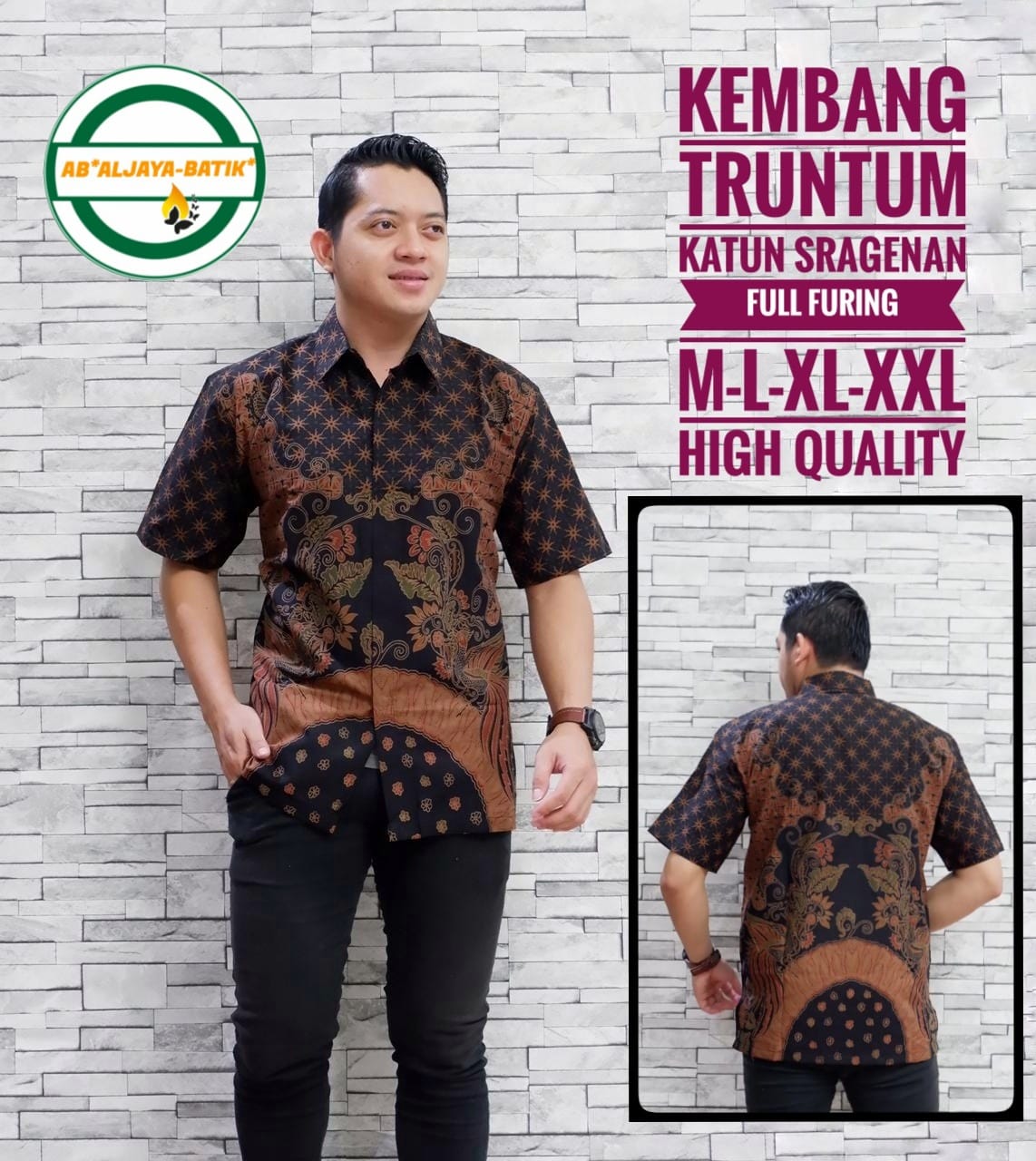 cover-KEMBANG TRUNTUM Kemeja Batik Pria Solo Lengan Pendek Lapis Furing BY ALJAYA-1