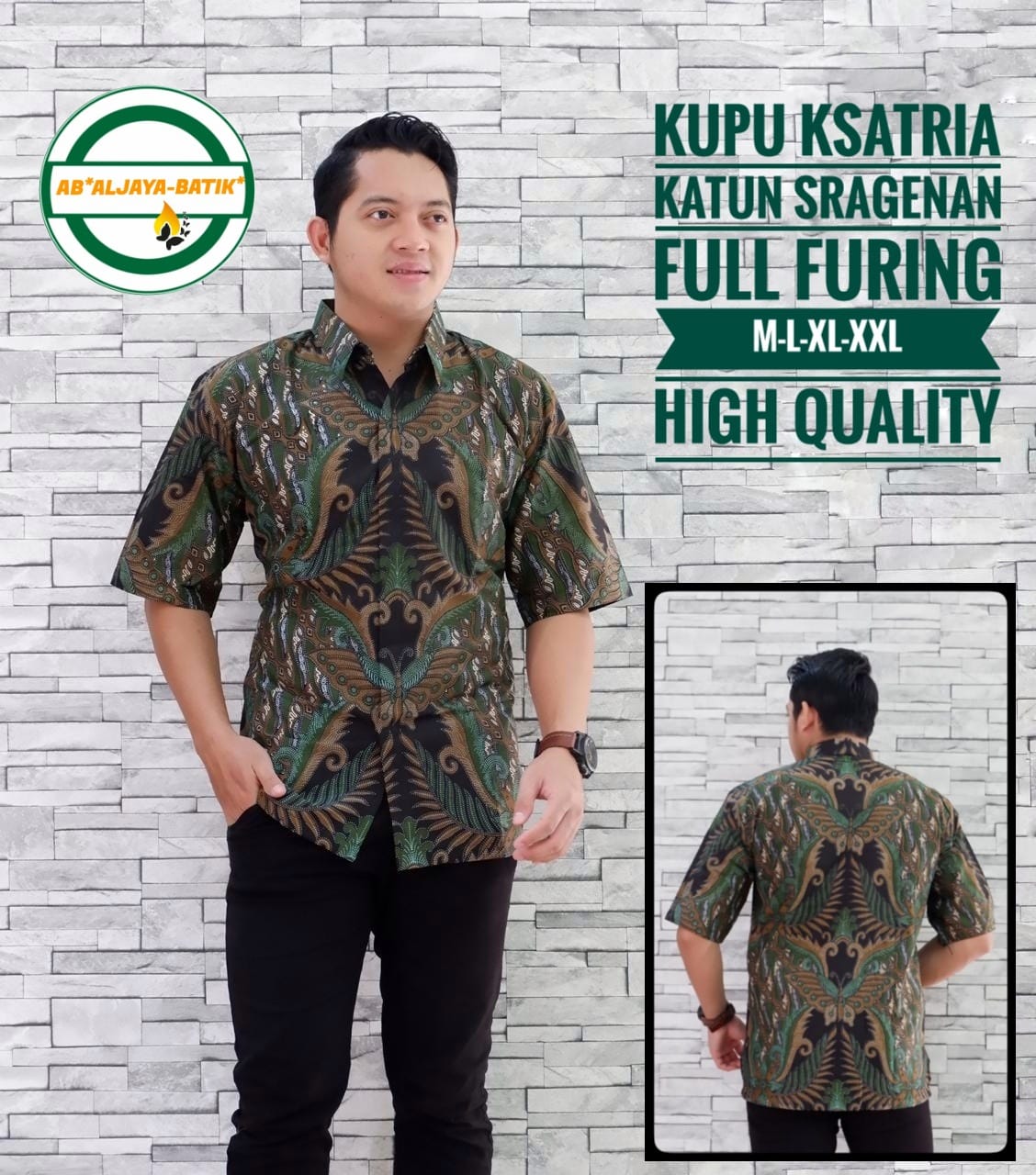 cover-KUPU KSATRIA Kemeja Batik Pria Solo Lengan Pendek Lapis Furing BY ALJAYA-1