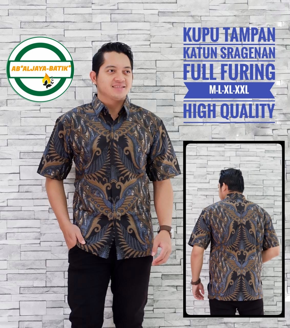cover-KUPU TAMPAN Kemeja Batik Pria Solo Lengan Pendek Lapis Furing BY ALJAYA-1