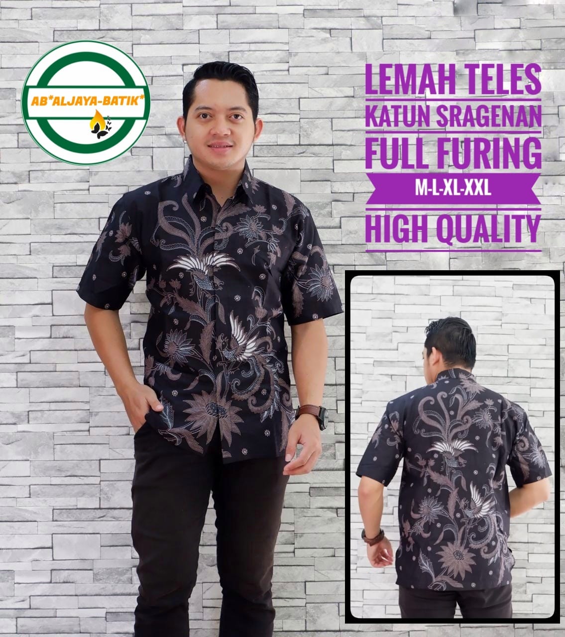 cover-LEMAH TELES Kemeja Batik Pria Solo Lengan Pendek Lapis Furing BY ALJAYA-1