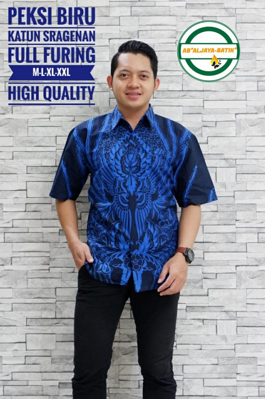 cover-PEKSI BIRU Kemeja Batik Pria Solo Lengan Pendek Lapis Furing BY ALJAYA-1