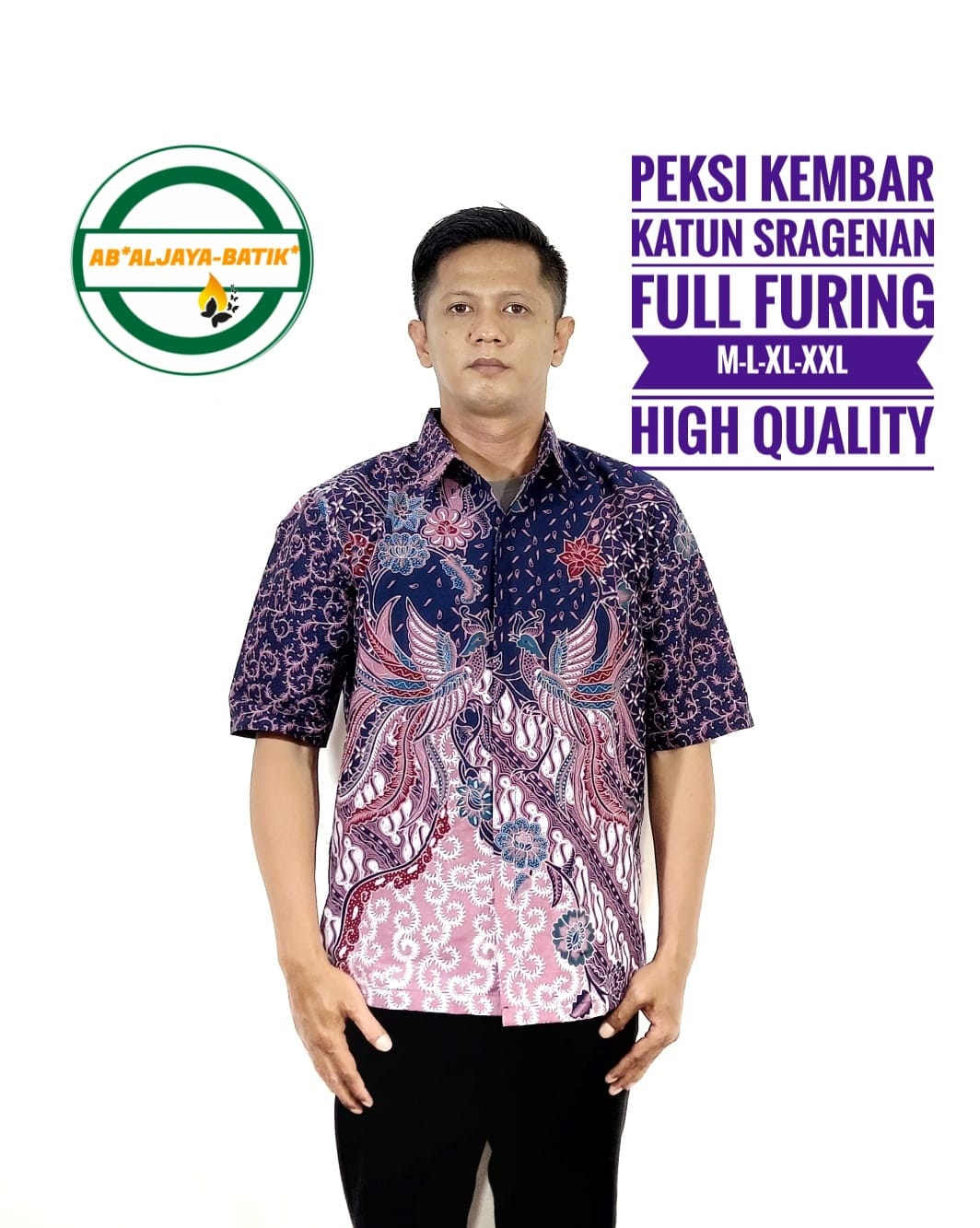 cover-PEKSI KEMBAR  Kemeja Batik Pria Solo Lengan Pendek Lapis Furing BY ALJAYA-1