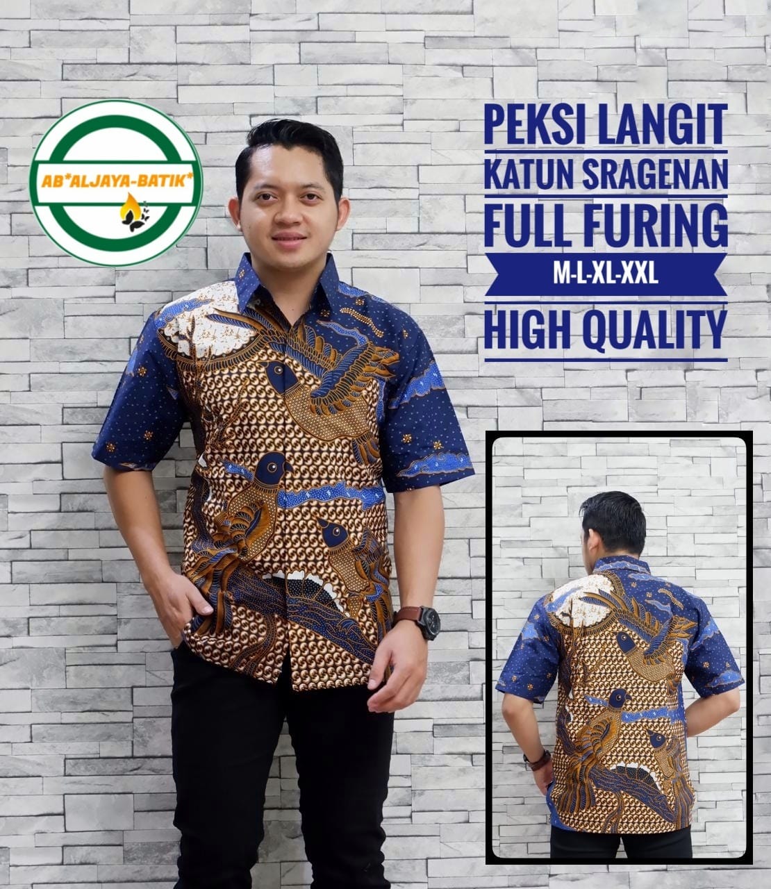 cover-PEKSI LANGIT Kemeja Batik Pria Solo Lengan Pendek Lapis Furing BY ALJAYA-1