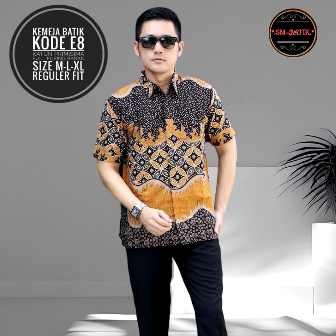cover-TRUNO JOYA KODE 58 Kemeja Batik Pria Solo Lengan Pendek Lapis Furing BY SM-1