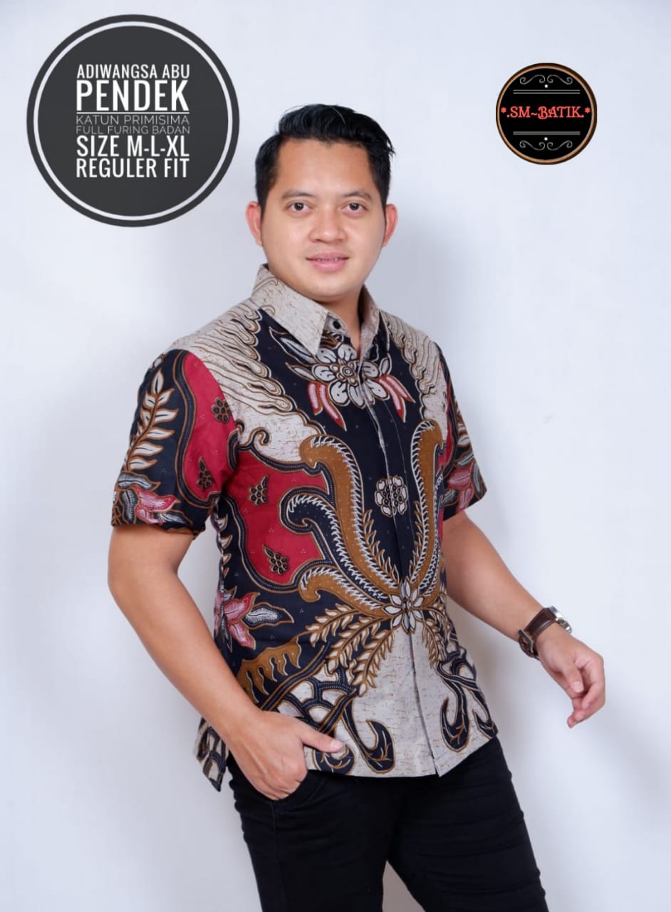 cover-ADIWANGSA 1 Kemeja Batik Pria Solo Lengan Pendek Lapis Furing BY SM-1