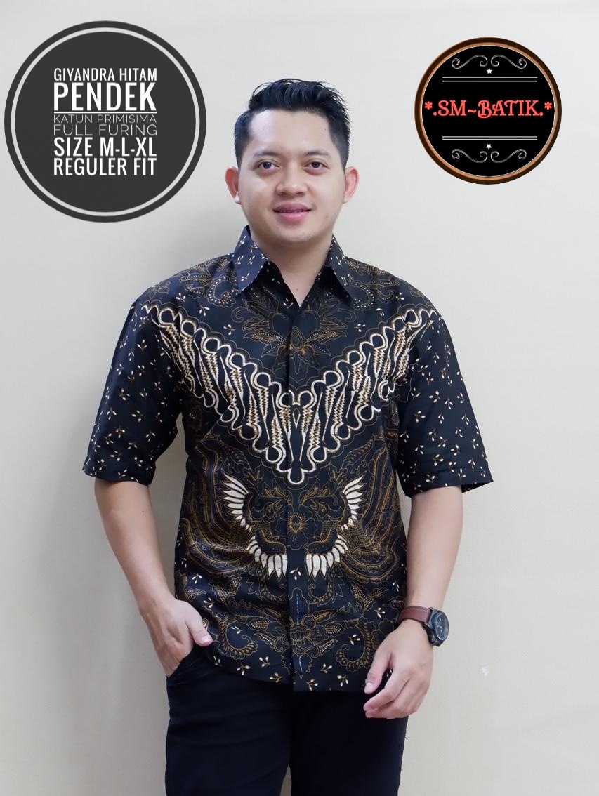 cover-GIYANDRA Kemeja Batik Pria Solo Lengan Pendek Lapis Furing BY SM-1