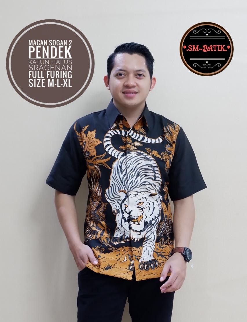 cover-MACAN SOGAN Kemeja Batik Pria Solo Lengan Pendek Lapis Furing BY SM-1