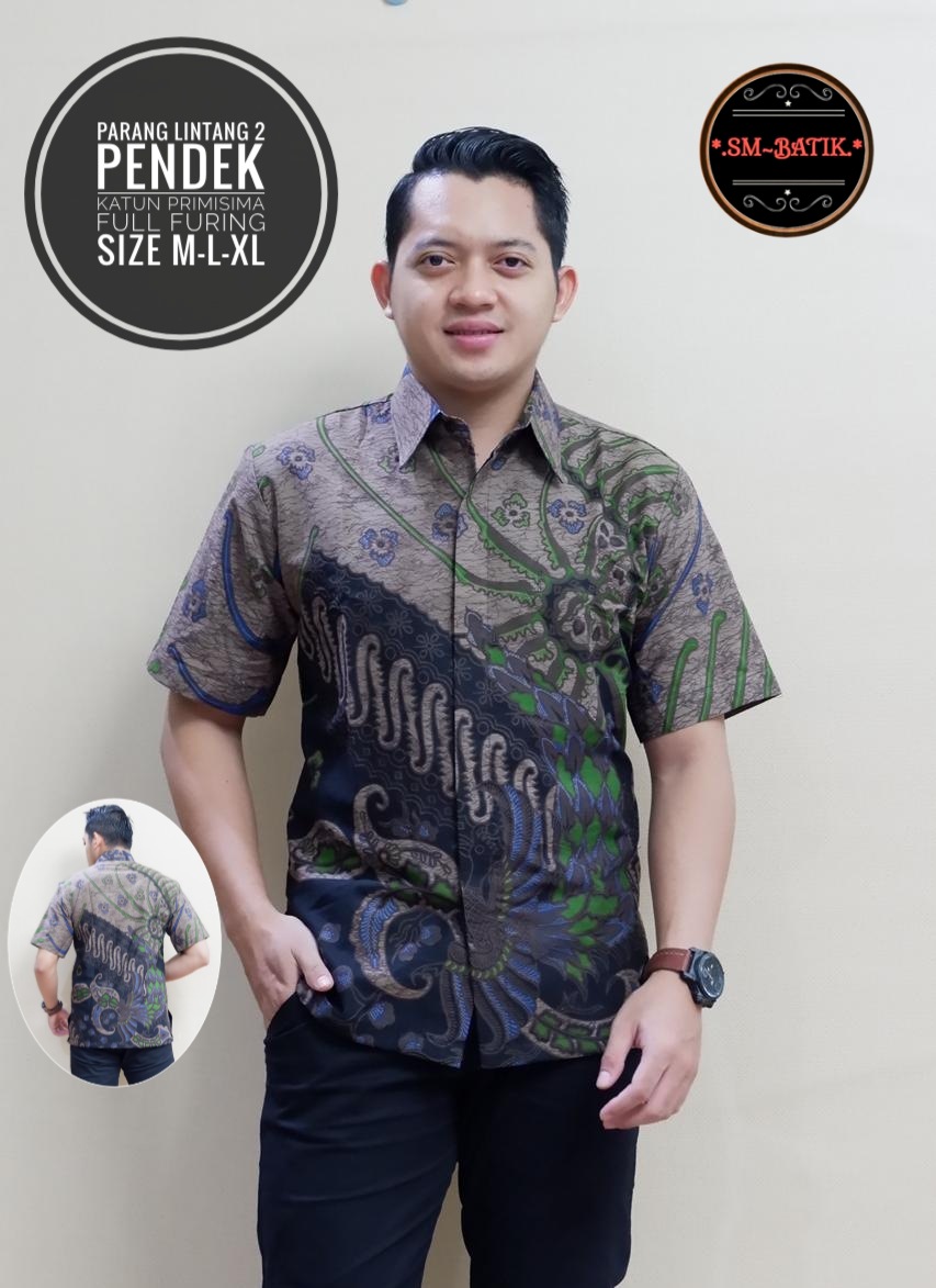 cover-PARANG LINTANG Kemeja Batik Pria Solo Lengan Pendek Lapis Furing BY SM-1