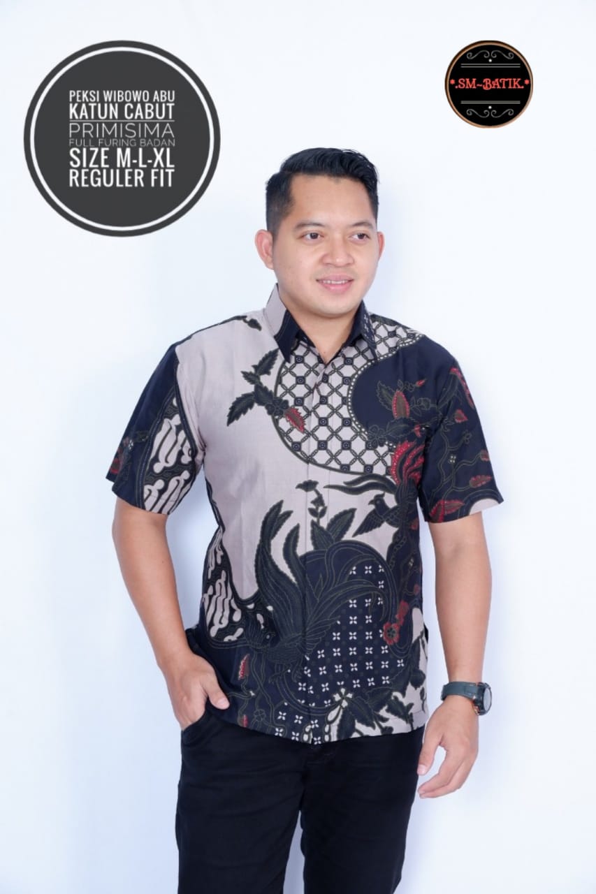 cover-PEKSI WIBOWO Kemeja Batik Pria Solo Lengan Pendek Lapis Furing BY SM-1