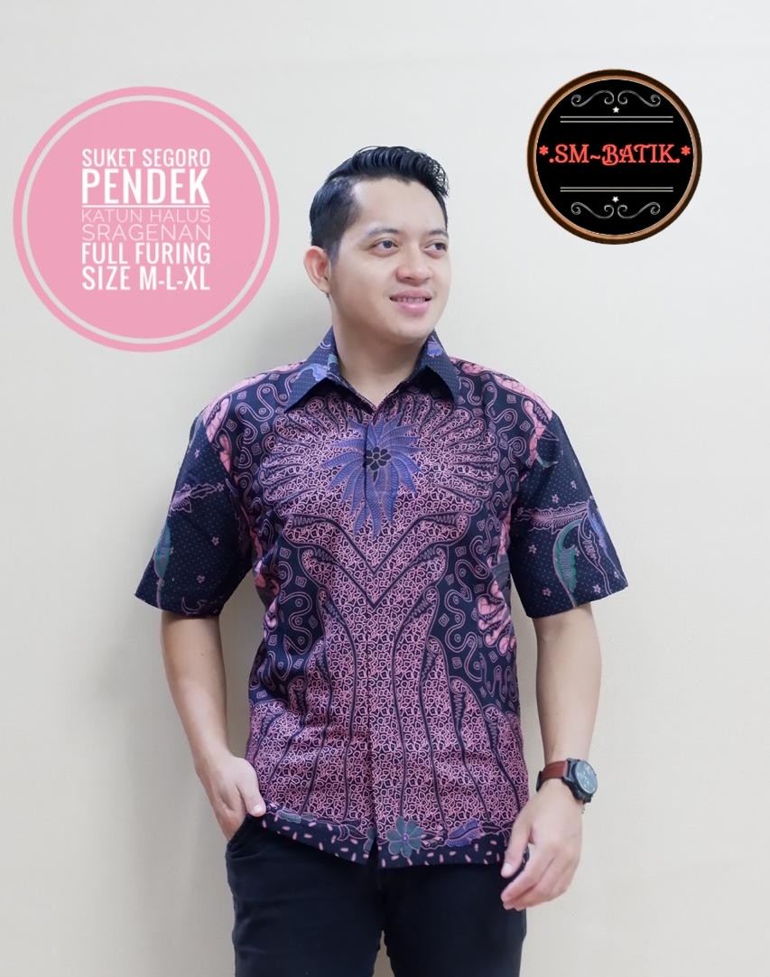 cover-SUKET SEGORO Kemeja Batik Pria Solo Lengan Pendek Lapis Furing BY SM-1