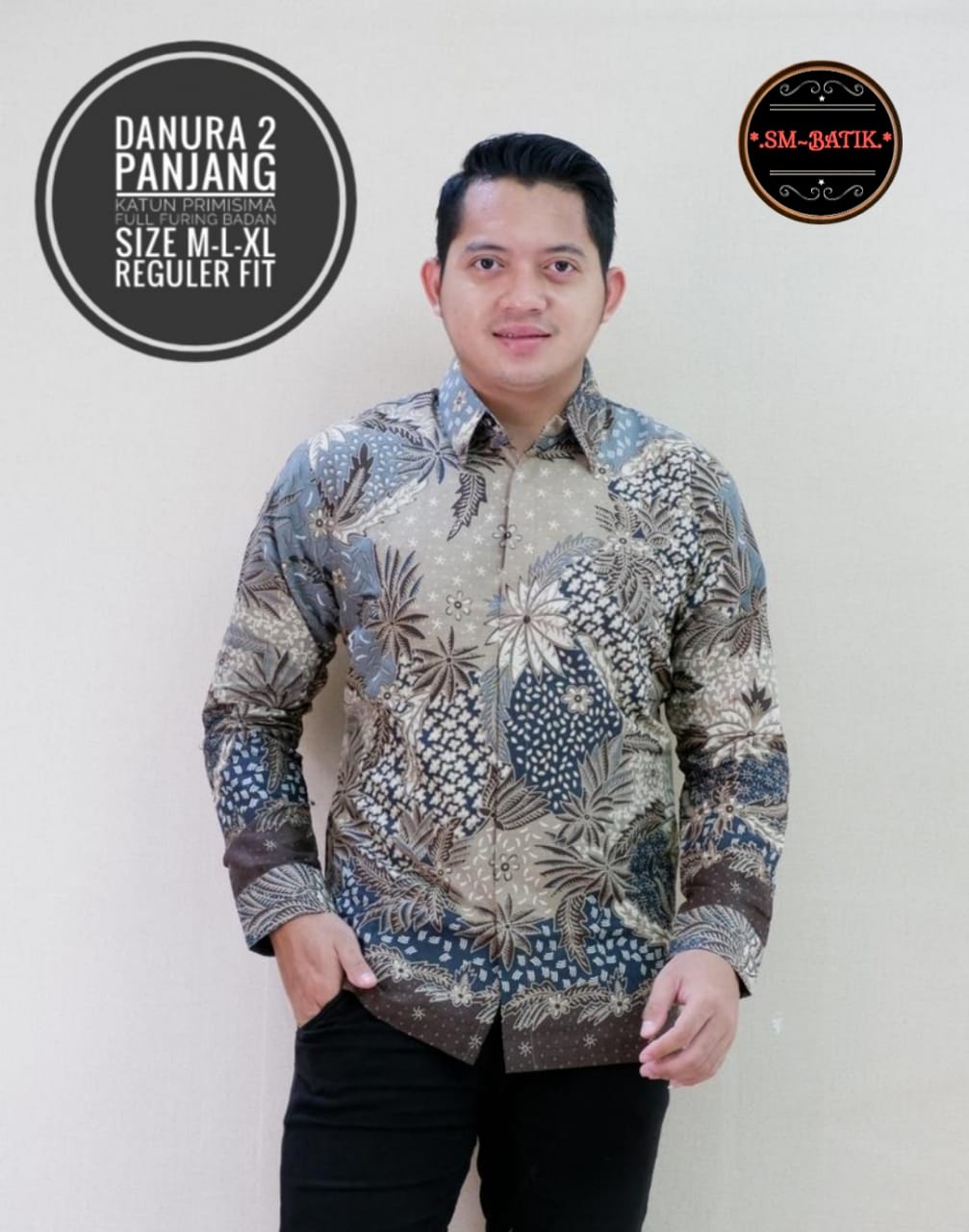 cover-DANURA 2 Kemeja Batik Pria Solo Lengan Panjang Lapis Furing BY SM-1
