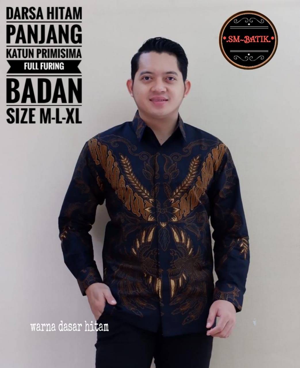 cover-DARSA HITAM Kemeja Batik Pria Solo Lengan Panjang Lapis Furing BY SM-1