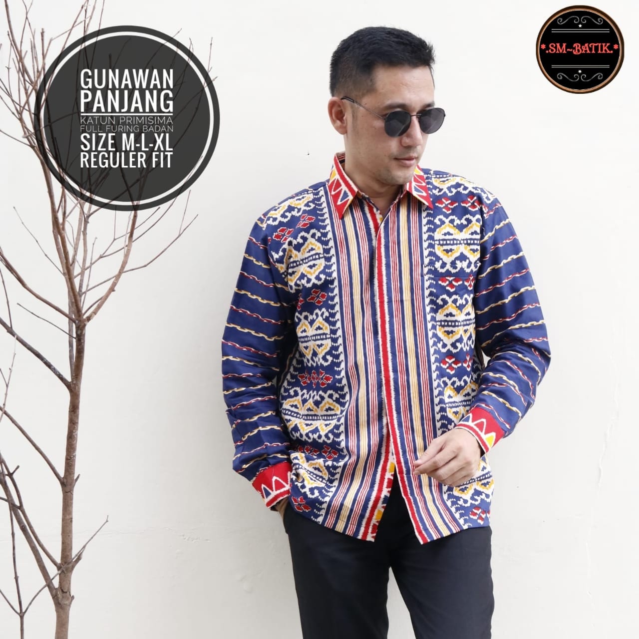 cover-GUNAWAN Kemeja Batik Pria Solo Lengan Panjang Lapis Furing BY SM-1