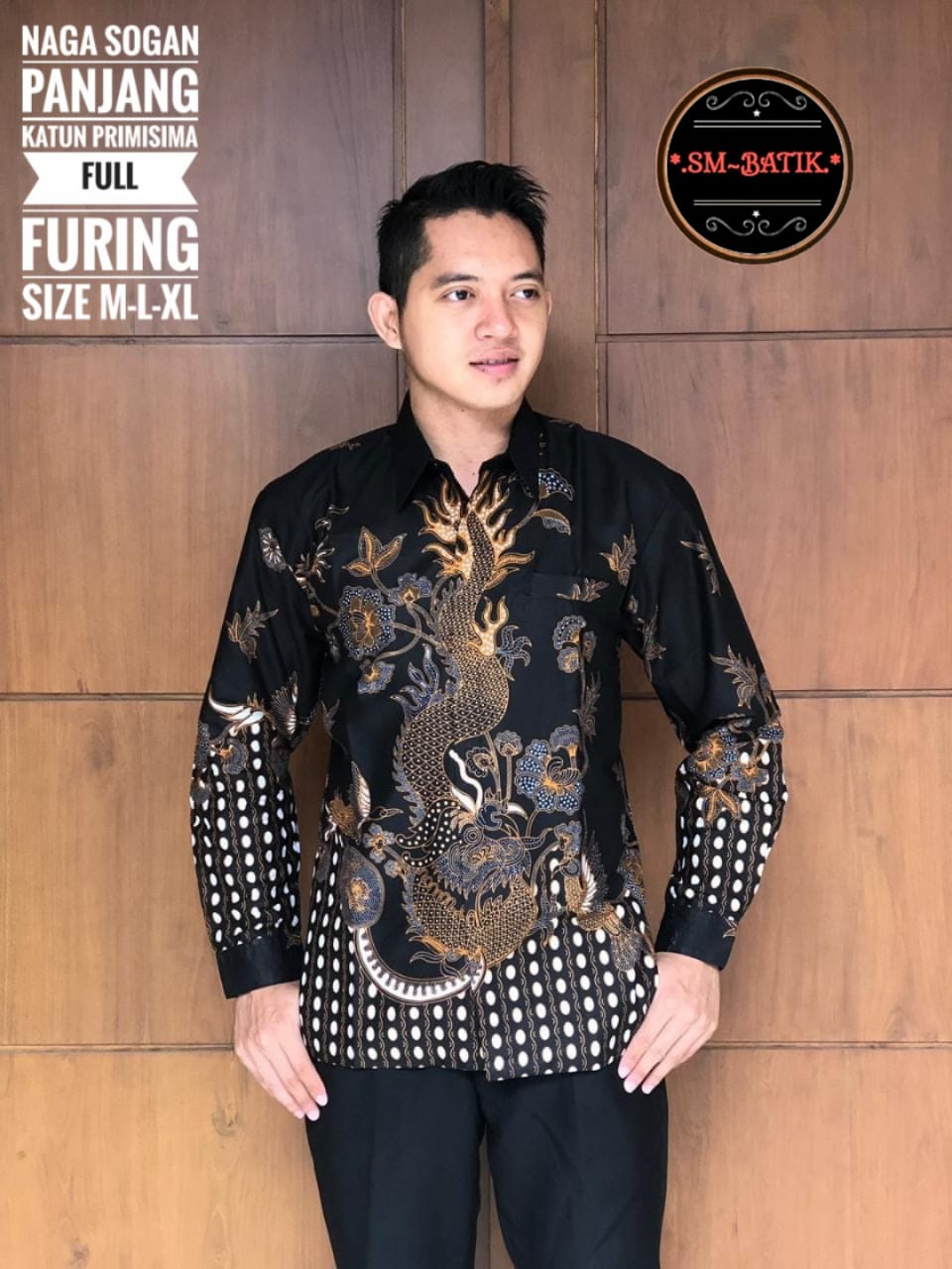 cover-NAGA SOGAN Kemeja Batik Pria Solo Lengan Panjang Lapis Furing BY SM-1