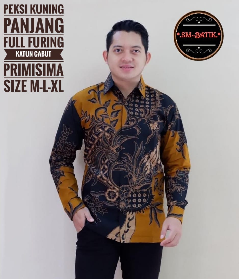 cover-PEKSI KUNING Kemeja Batik Pria Solo Lengan Panjang Lapis Furing BY SM-1