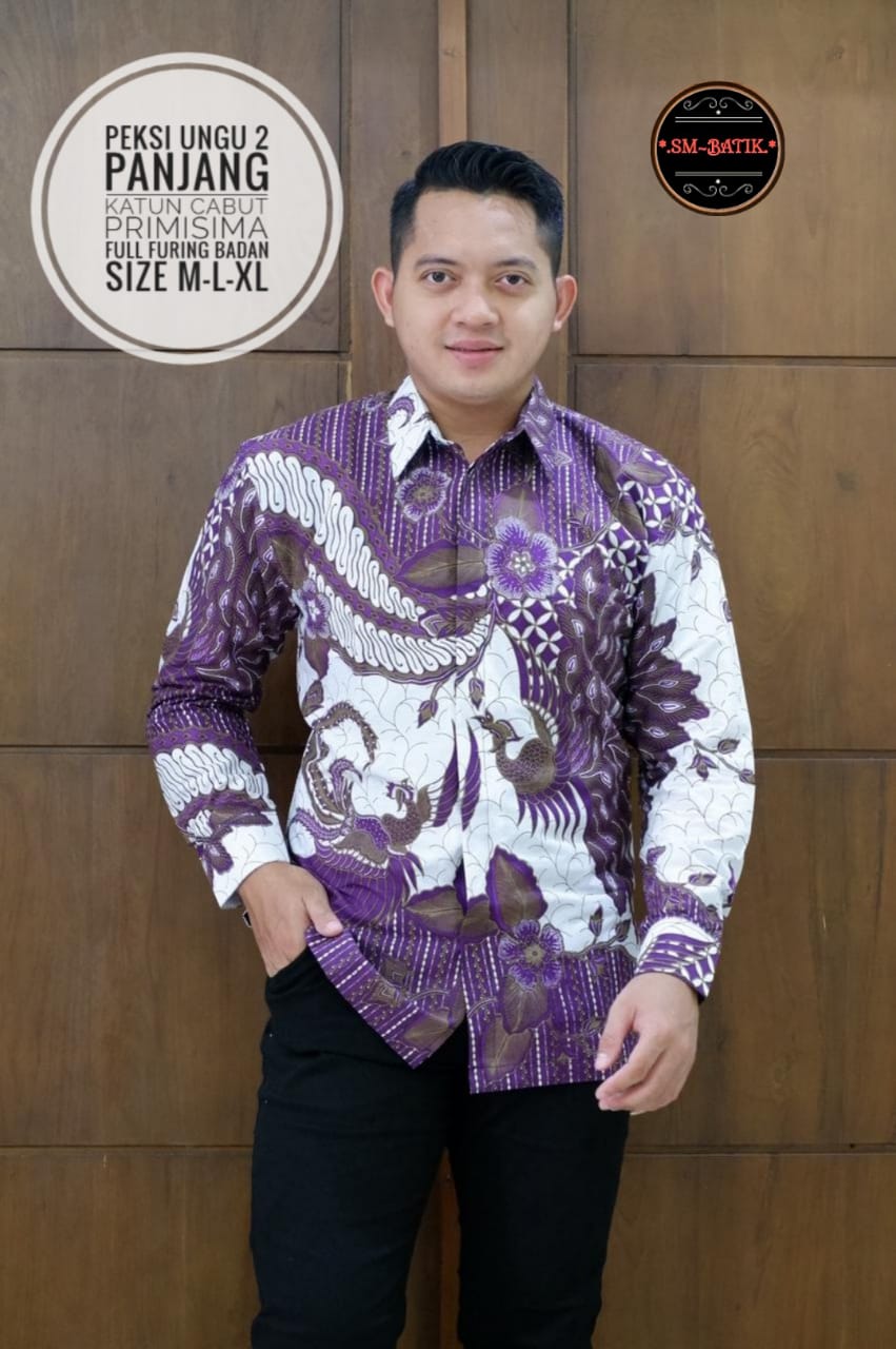 cover-PEKSI UNGU 2 Kemeja Batik Pria Solo Lengan Panjang Lapis Furing BY SM-1