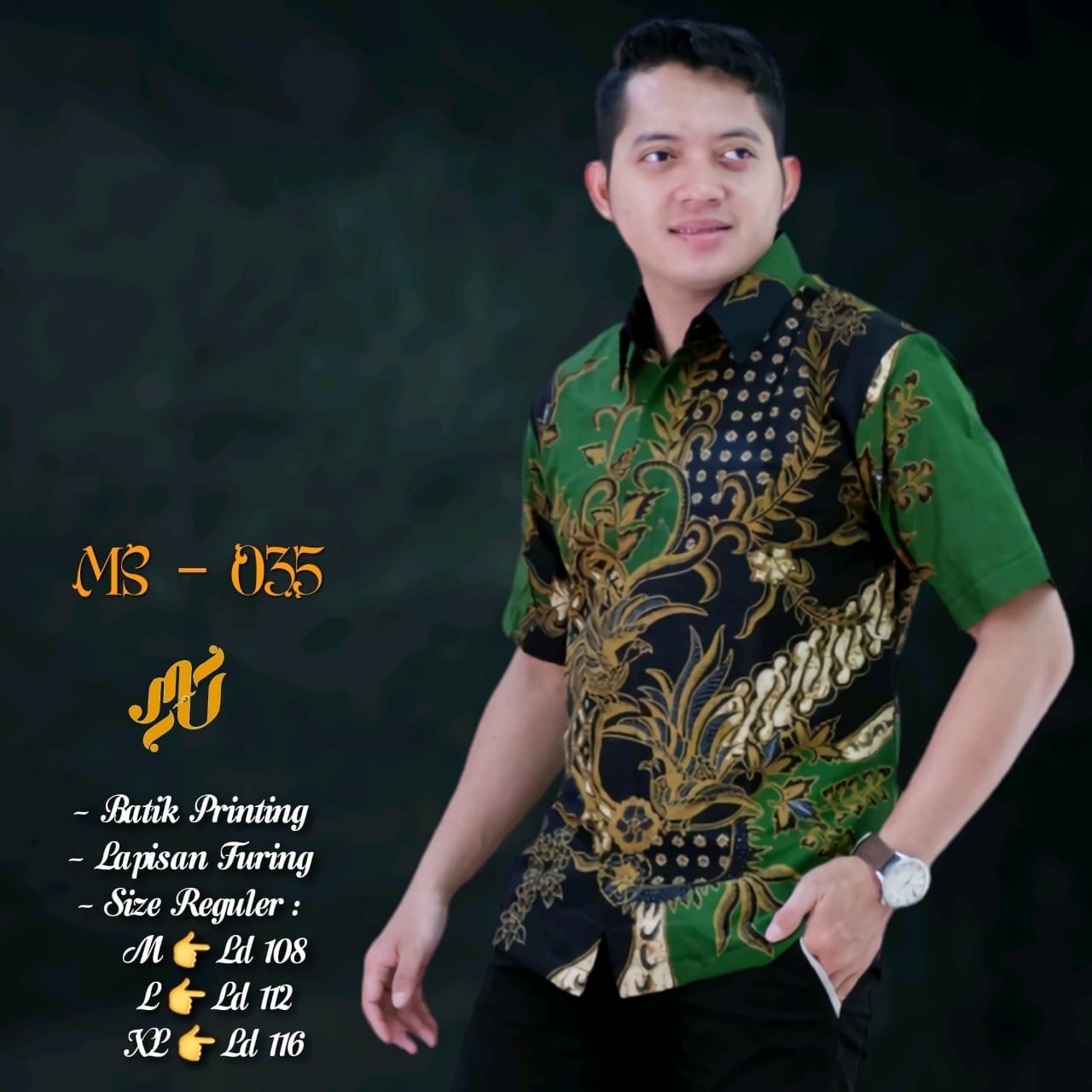 cover-AJI HIJAU Kemeja Batik Pria Solo Lengan Pendek Lapis Furing BY MUKTI UTOMO-1