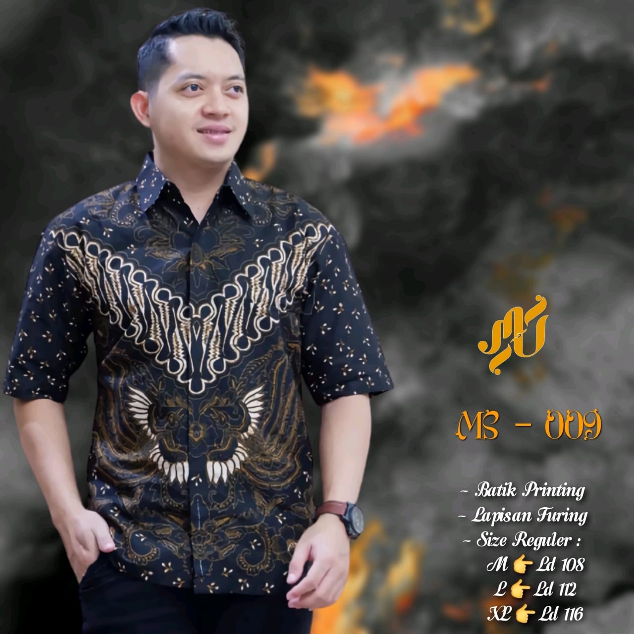 cover-MS 009 Kemeja Batik Pria Solo Lengan Pendek Lapis Furing BY MUKTI UTOMO-1