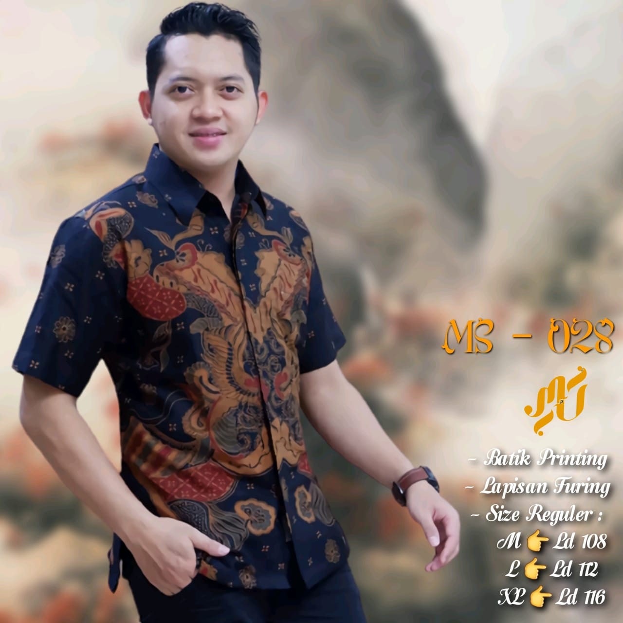 cover-MS 028 Kemeja Batik Pria Solo Lengan Pendek Lapis Furing BY MUKTI UTOMO-1