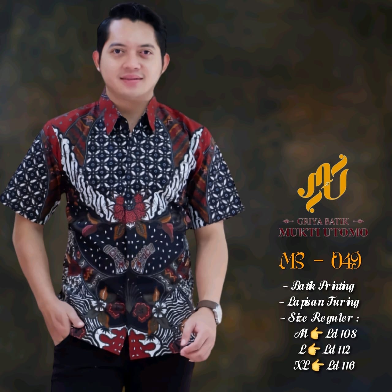cover-MS 049 Kemeja Batik Pria Solo Lengan Pendek Lapis Furing BY MUKTI UTOMO-1