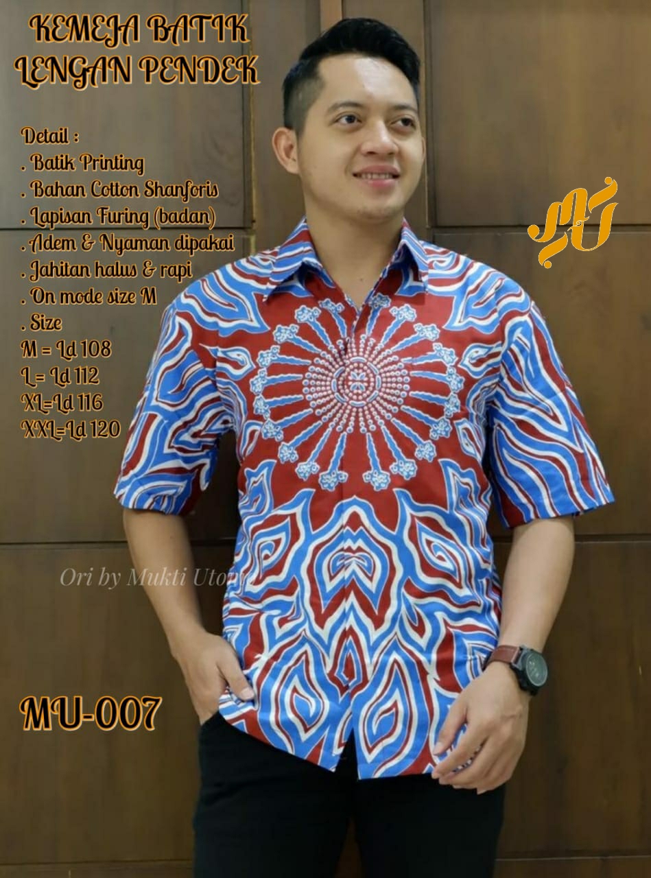 cover-MU 007 Kemeja Batik Pria Solo Lengan Pendek Lapis Furing BY MUKTI UTOMO-1