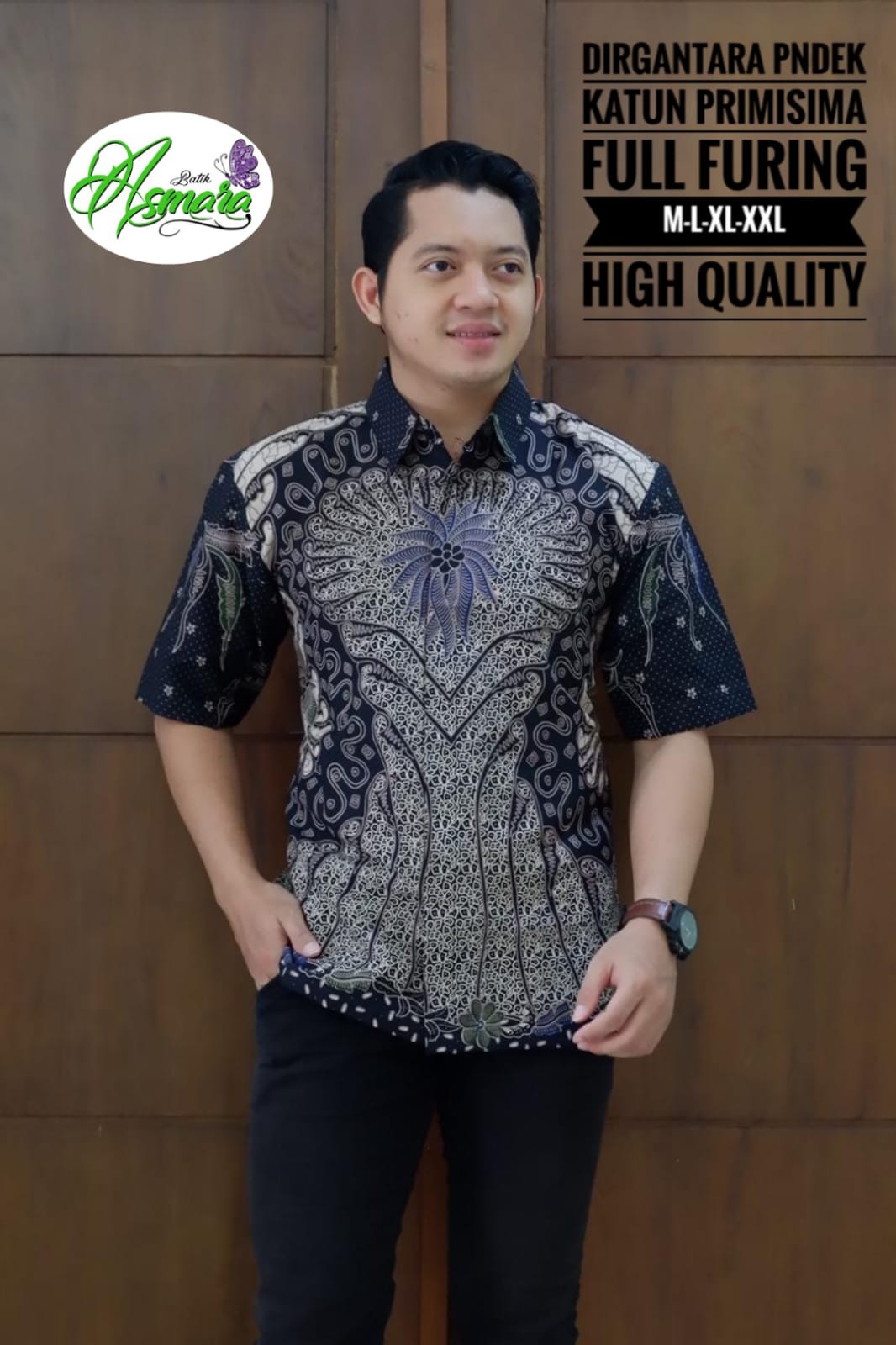 cover-DIRGANTARA Kemeja Batik Pria Solo Lengan Pendek Lapis Furing BY ASMARA-1
