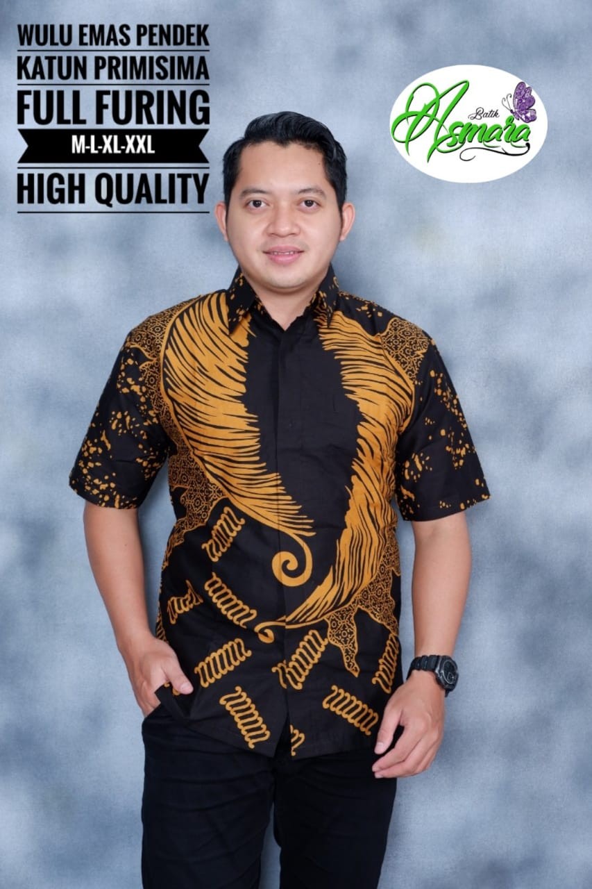 cover-WULU EMAS Kemeja Batik Pria Solo Lengan Pendek Lapis Furing BY ASMARA-1