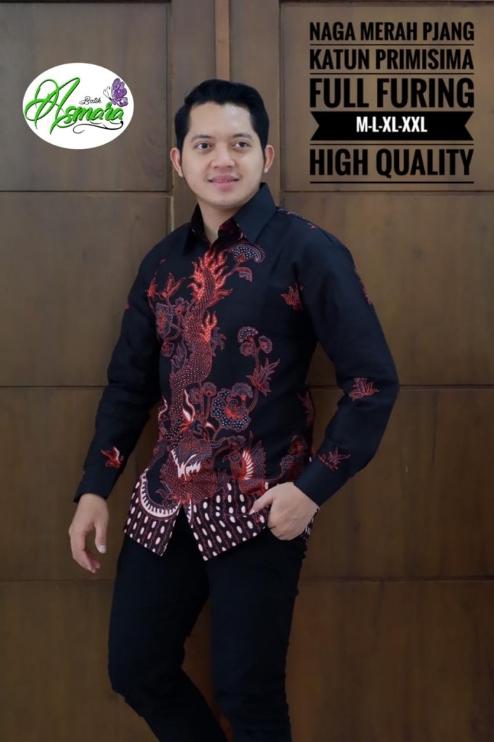 cover-NAGA MERAH Kemeja Batik Pria Solo Lengan Panjang Lapis Furing BY ASMARA-1