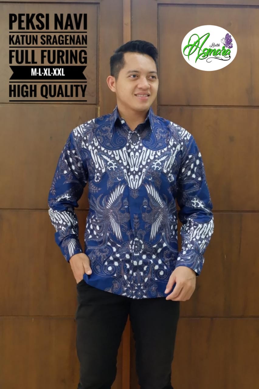 cover-PEKSI NAVI Kemeja Batik Pria Solo Lengan Panjang Lapis Furing BY ASMARA-1