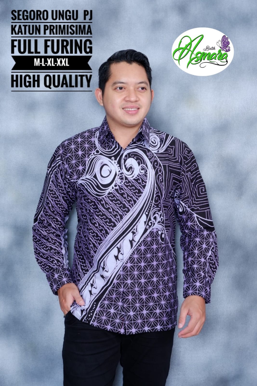 cover-SEGORO UNGU Kemeja Batik Pria Solo Lengan Panjang Lapis Furing BY ASMARA-1