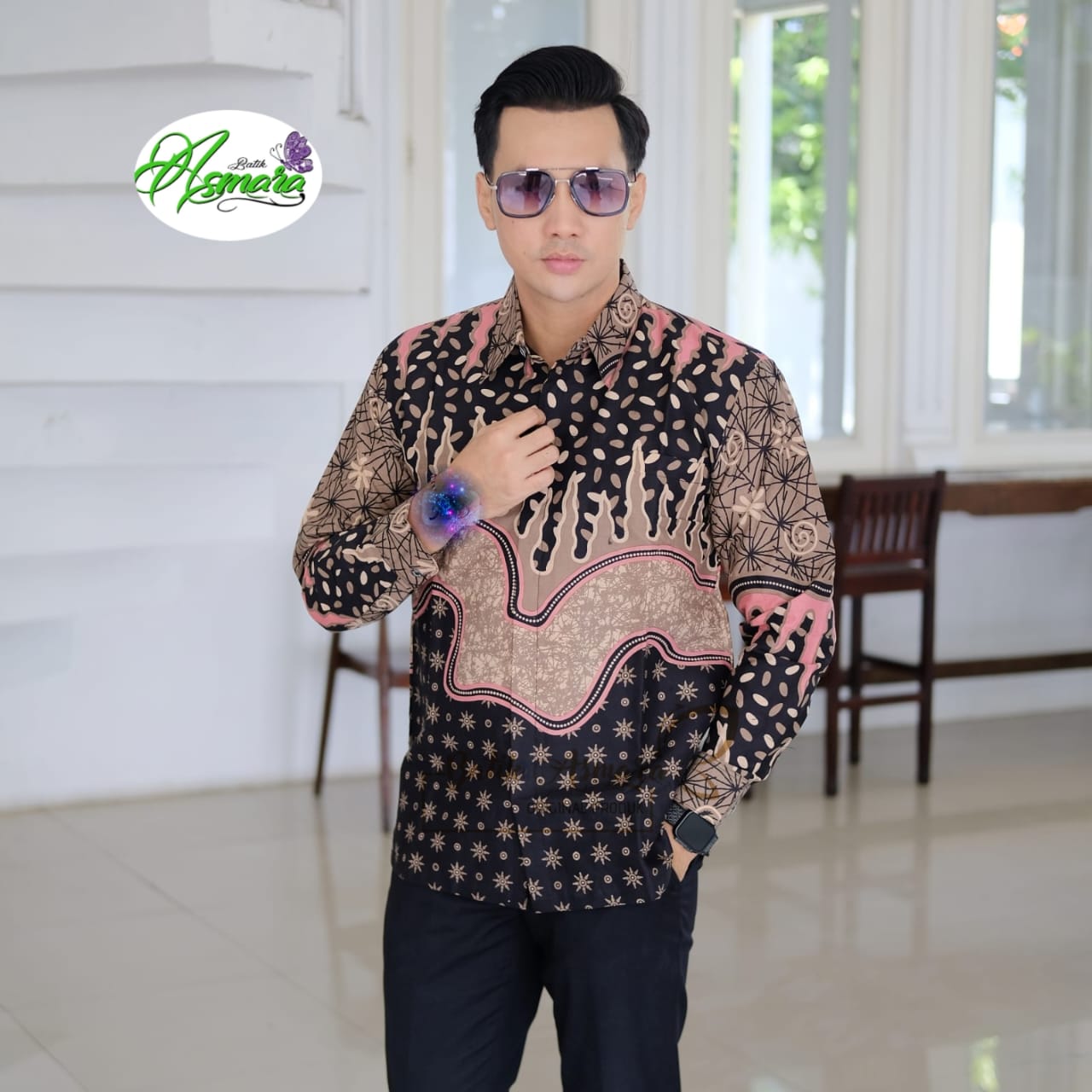 cover-ABSTRAK PINK Kemeja Batik Pria Solo Lengan Panjang Lapis Furing BY ASMARA-1