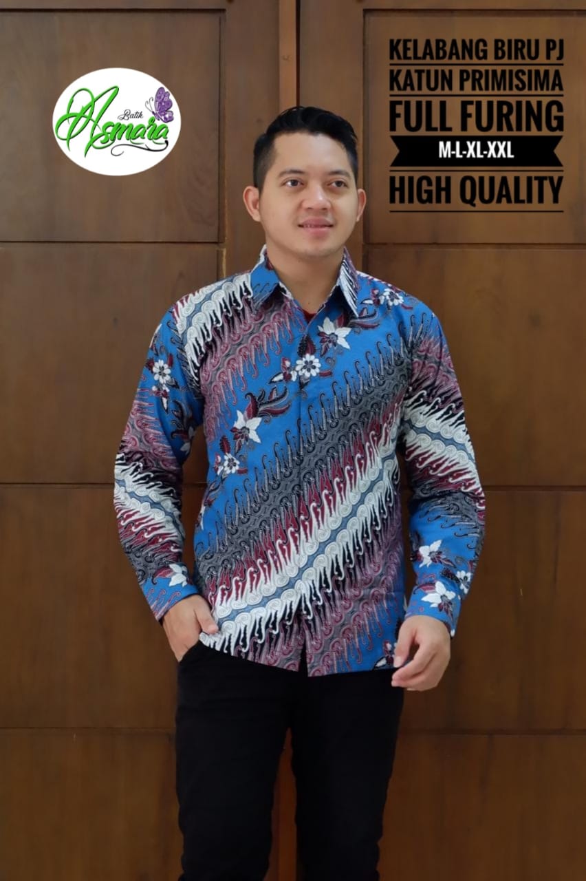 cover-KELABANG BIRU Kemeja Batik Pria Solo Lengan Panjang Lapis Furing BY ASMARA-1