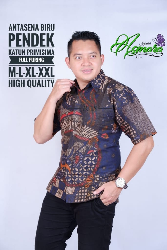 cover-ANTASENA BIRU Kemeja Batik Pria Solo Lengan Pendek Lapis Furing BY ASMARA-1